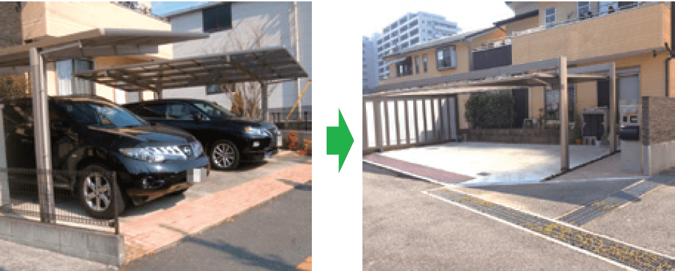 空間を最大限に活かして駐車場をリフォームしました。